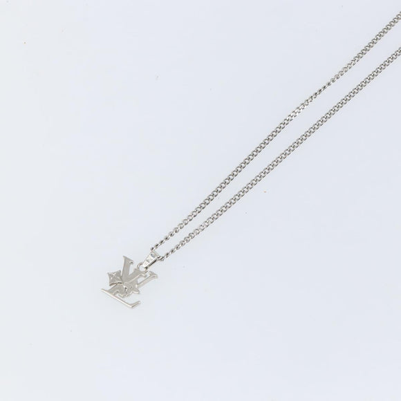 LOUIS VUITTON Monogram Row Halsketting metaal Zilver M02254 LV Auth 143366