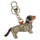 GUCCI Dog Shape Bag Charm GG Supreme PVC Beige Auth 143370-1