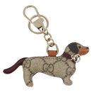 GUCCI Dog Shape Bag Charm GG Supreme PVC Beige Auth 143370-2