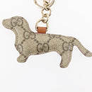 GUCCI Dog Shape Bag Charm GG Supreme PVC Beige Auth 143370-6
