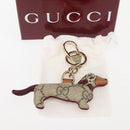 GUCCI Dog Shape Bag Charm GG Supreme PVC Beige Auth 143370-8