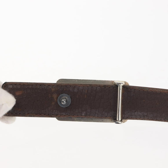 CHANEL Belt Leather 33.1"" Brown CC Auth 143375