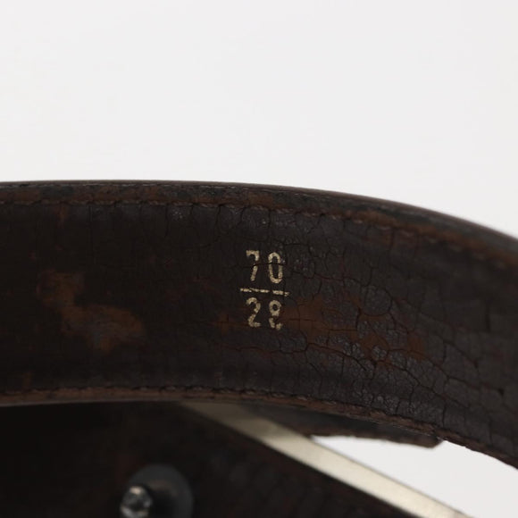 CHANEL Belt Leather 33.1"" Brown CC Auth 143375