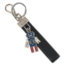 PRADA Charm Metal Leather 2Set Black Silver Auth 143381-2