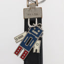 PRADA Charm Metal Leather 2Set Black Silver Auth 143381-4