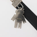 PRADA Charm Metal Leather 2Set Black Silver Auth 143381-5