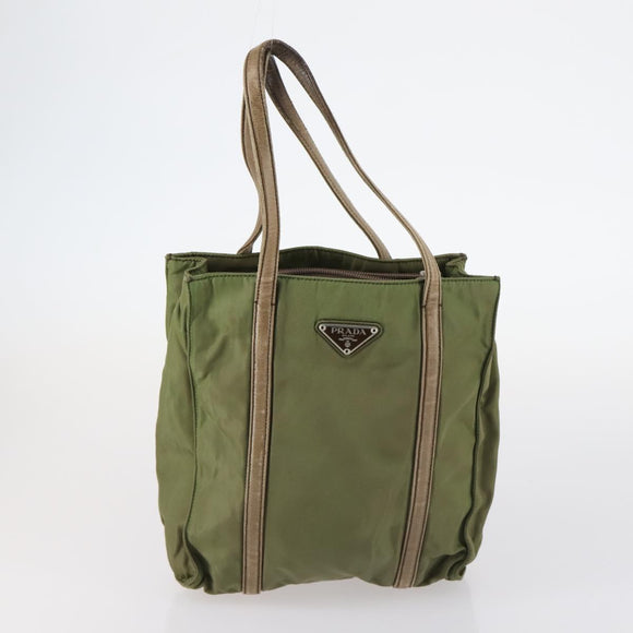 PRADA Tote Bag Nylon 2 Set Khaki Black Auth 143394