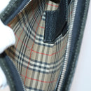 BURBERRY Nova Check Tote Bag Leather Canvas 2Set Black Beige Auth 143395-16