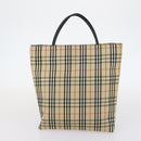 BURBERRY Nova Check Tote Bag Leather Canvas 2Set Black Beige Auth 143395-3