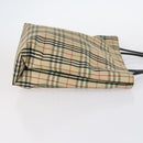 BURBERRY Nova Check Tote Bag Leather Canvas 2Set Black Beige Auth 143395-4