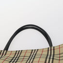 BURBERRY Nova Check Tote Bag Leather Canvas 2Set Black Beige Auth 143395-6