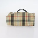 BURBERRY Nova Check Tote Bag Leather Canvas 2Set Black Beige Auth 143395-7