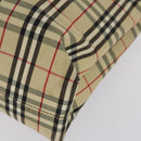 BURBERRY Nova Check Tote Bag Leather Canvas 2Set Black Beige Auth 143395-8