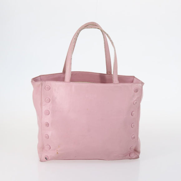 CELINE Macadam Canvas Tote Bag Leather 2Set Pink Beige Auth 143396