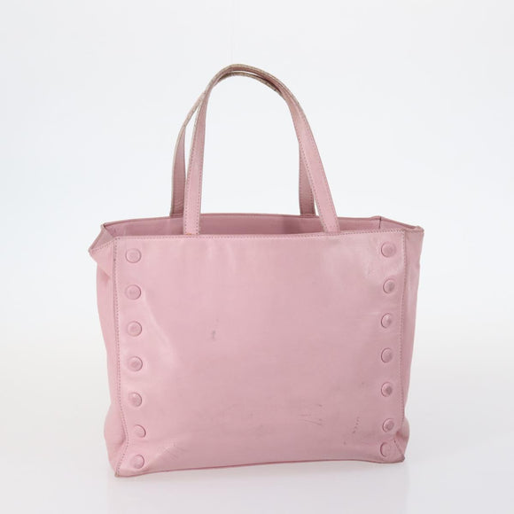 CELINE Macadam Canvas Tote Bag Leather 2Set Pink Beige Auth 143396