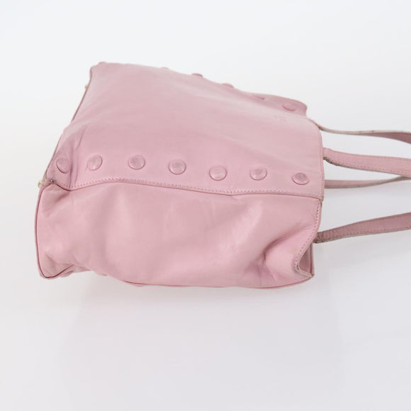 CELINE Macadam Canvas Tote Bag Leather 2Set Pink Beige Auth 143396