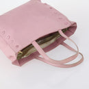 CELINE Macadam Canvas Tote Bag Leather 2Set Pink Beige Auth 143396-5