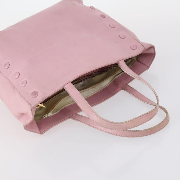 CELINE Macadam Canvas Tote Bag Leather 2Set Pink Beige Auth 143396