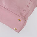 CELINE Macadam Canvas Tote Bag Leather 2Set Pink Beige Auth 143396-8