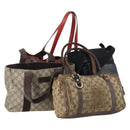 GUCCI GG Canvas GG Supreme Shoulder Bag PVC 4Set Beige Black Auth 143398-1