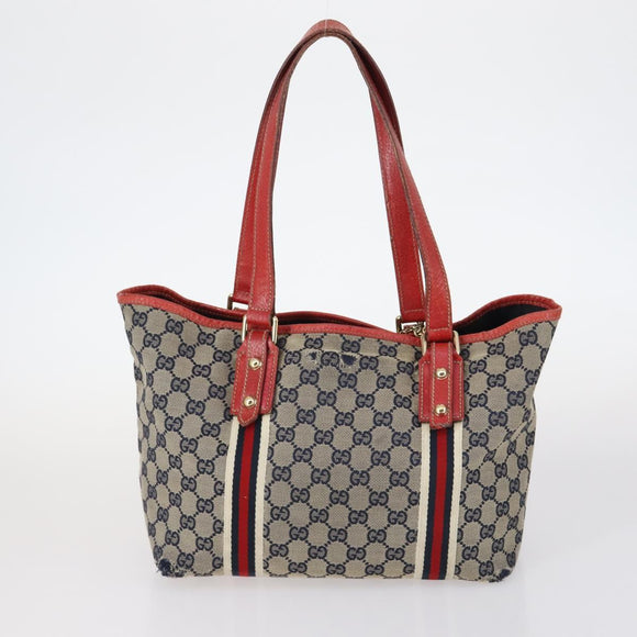 GUCCI GG Canvas GG Supreme Shoulder Bag PVC 4Set Beige Black Auth 143398