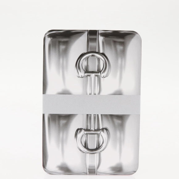 GUCCI Horsebit Card Case & Playing Cards Set Silver 700469 Auth 143399