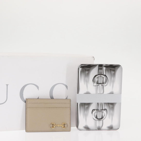 GUCCI Horsebit Card Case & Playing Cards Set Silver 700469 Auth 143399