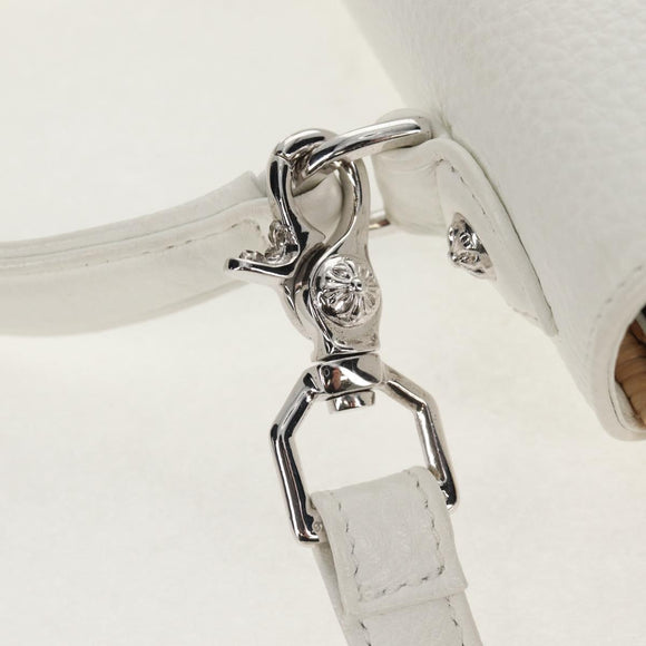 Chrome Hearts Hand Bag Rattan 2way White Silver Auth 143406SM