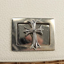 Chrome Hearts Hand Bag Rattan 2way White Silver Auth 143406SM-21