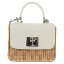 Chrome Hearts Hand Bag Rattan 2way White Silver Auth 143406SM-13