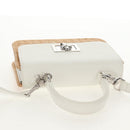 Chrome Hearts Hand Bag Rattan 2way White Silver Auth 143406SM-6