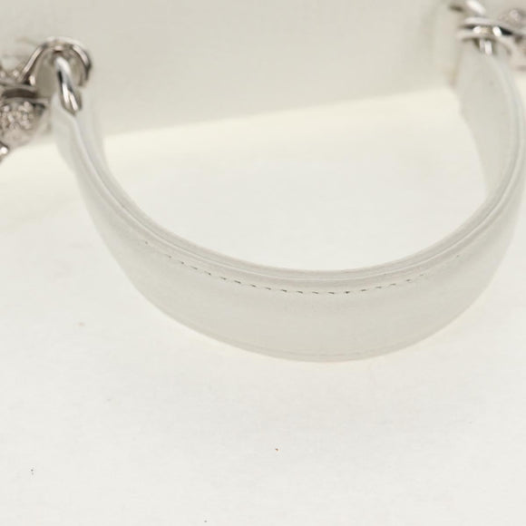 Chrome Hearts Hand Bag Rattan 2way White Silver Auth 143406SM