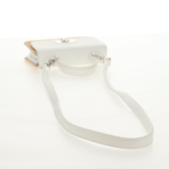 Chrome Hearts Hand Bag Rattan 2way White Silver Auth 143406SM