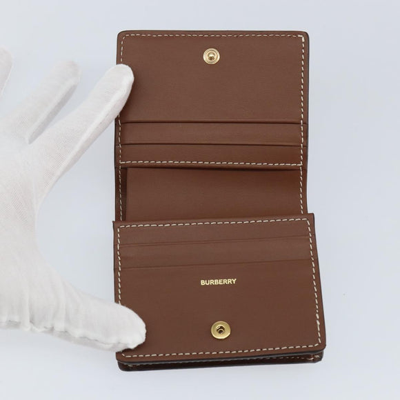 BURBERRY Nova Check Bifold Wallet Leather Brown Gold Auth 143410