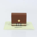 BURBERRY Nova Check Bifold Wallet Leather Brown Gold Auth 143410-19