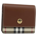 BURBERRY Nova Check Bifold Wallet Leather Brown Gold Auth 143410-1