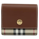 BURBERRY Nova Check Bifold Wallet Leather Brown Gold Auth 143410-12