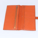 HERMES Bean Soufflé Wallet Leather Orange Auth 143412-8