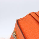 HERMES Bean Soufflé Wallet Leather Orange Auth 143412-10