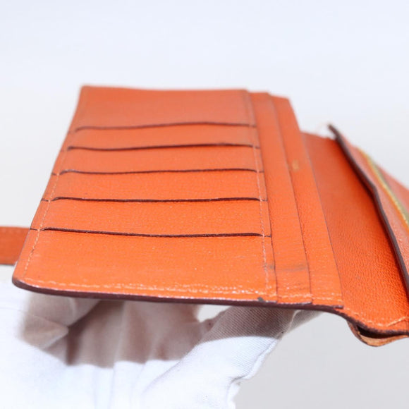 HERMES Bean Soufflé Wallet Leather Orange Auth 143412