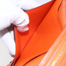 HERMES Bean Soufflé Wallet Leather Orange Auth 143412-20