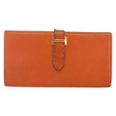 HERMES Bean Soufflé Wallet Leather Orange Auth 143412-13