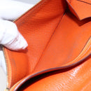 HERMES Bean Soufflé Wallet Leather Orange Auth 143412-11