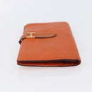 HERMES Bean Soufflé Wallet Leather Orange Auth 143412-3