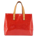 LOUIS VUITTON Monogram Vernis Reade PM Hand Bag Red Rouge M91088 LV Auth 143468-13