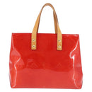 LOUIS VUITTON Monogram Vernis Reade PM Hand Bag Red Rouge M91088 LV Auth 143468-2