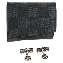 LOUIS VUITTON Damier Graphite Cuff Case Cufflinks M66948 LV Auth 143486V