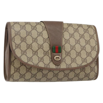 GUCCI GG Supreme Web Sherry Line Bag PVC Beige Gold 156 01 030 Auth 143490