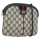 GUCCI GG Supreme Sherry Line Shoulder Bag PVC Navy Gold 89 02 047 Auth 143491-1