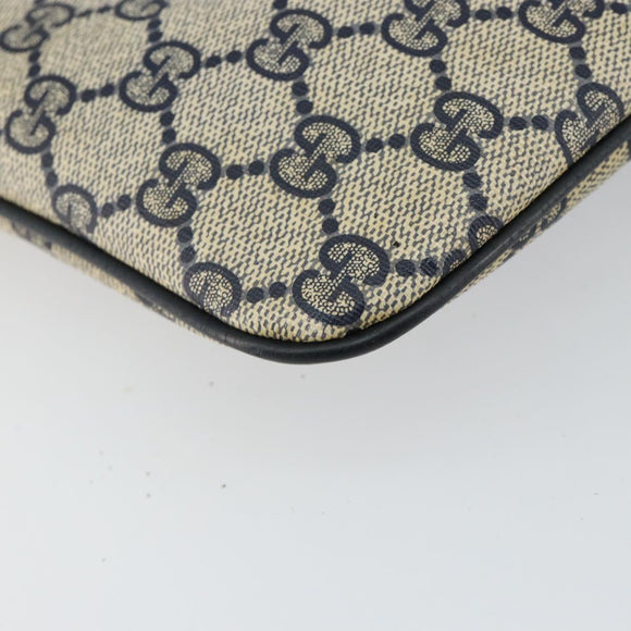 GUCCI GG Supreme Sherry Line Shoulder Bag PVC Navy Gold 89 02 047 Auth 143491